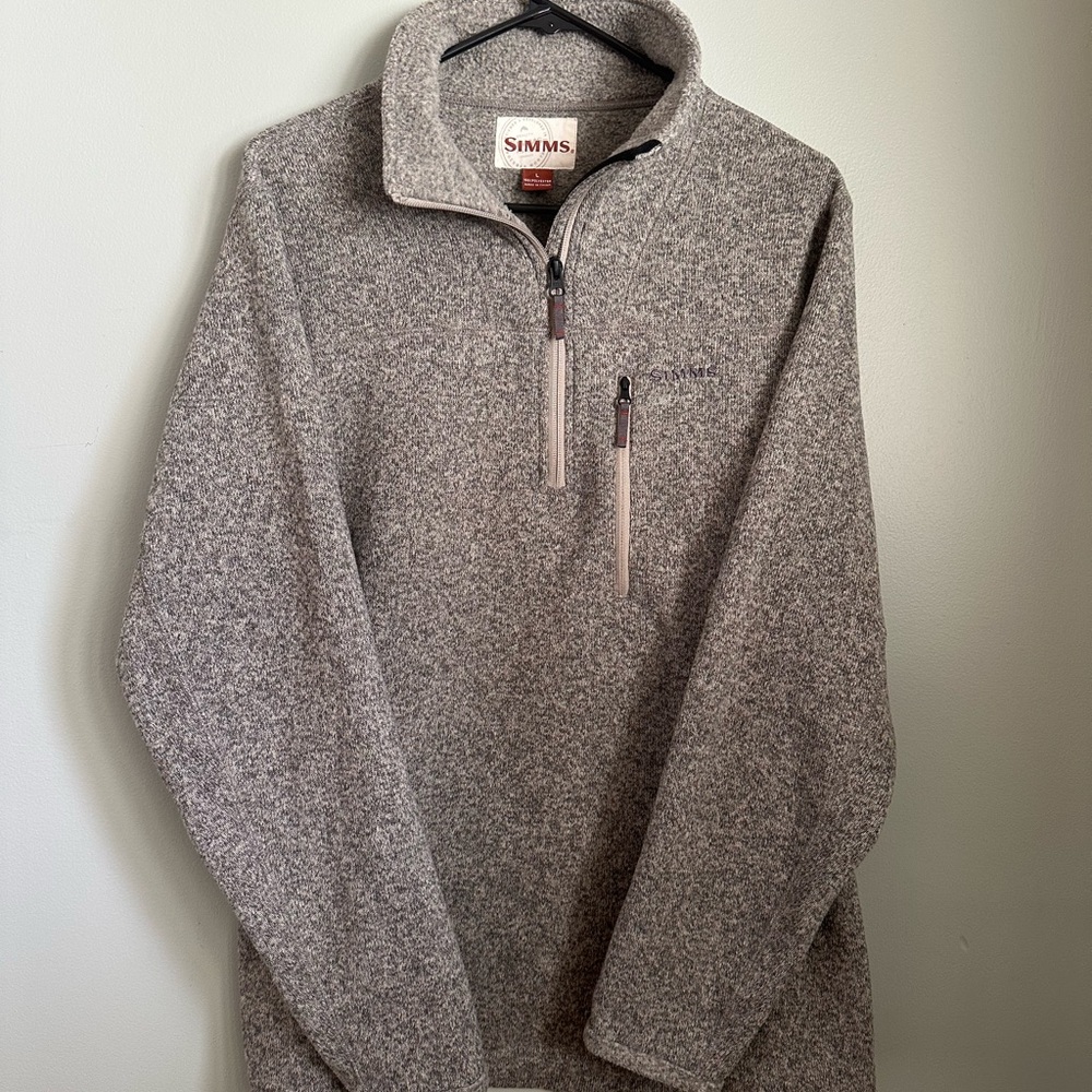Simms Men's Heather Grey Quarter-Zip Flecked Pullover